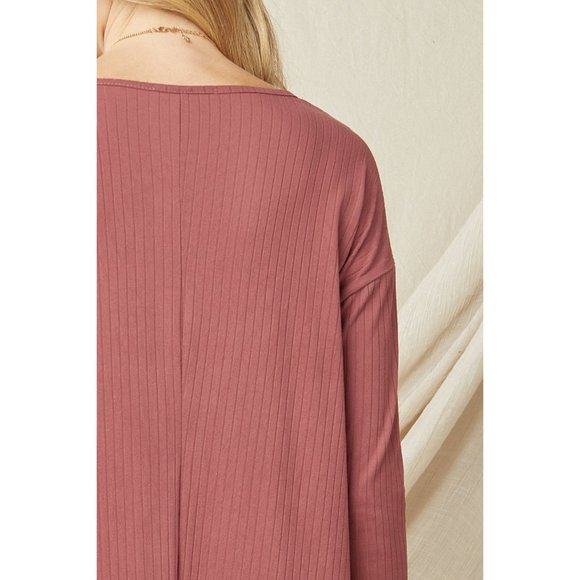 Entro Ribbed Pocket Midi Dress, Marsala - Picture 6 of 6